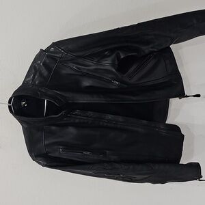 Women’s Leather Black Biker Jacket Size L